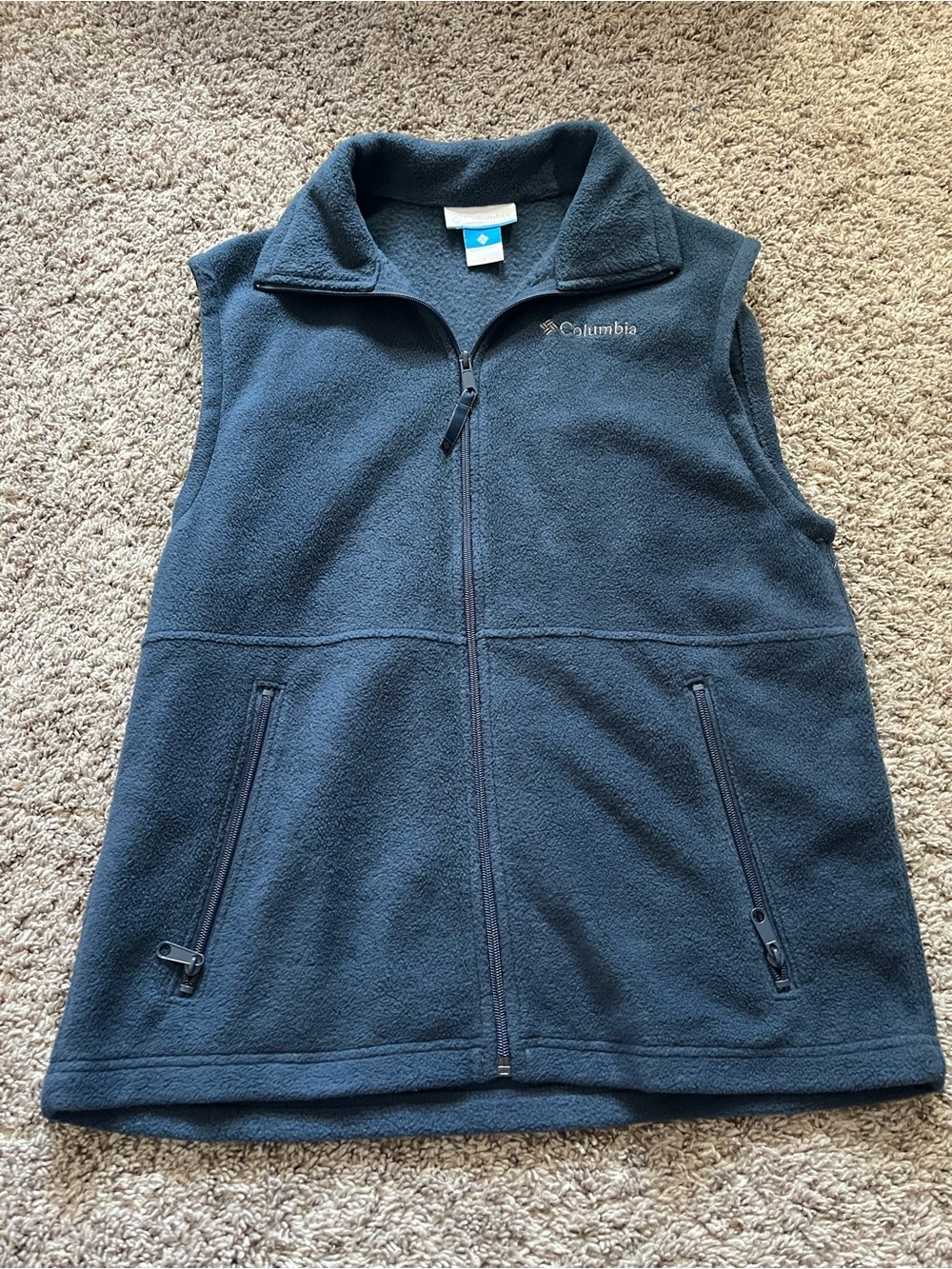 Columbia Men’s Steens Mountain Navy Blue Fleece Vest Full Zip Size Small